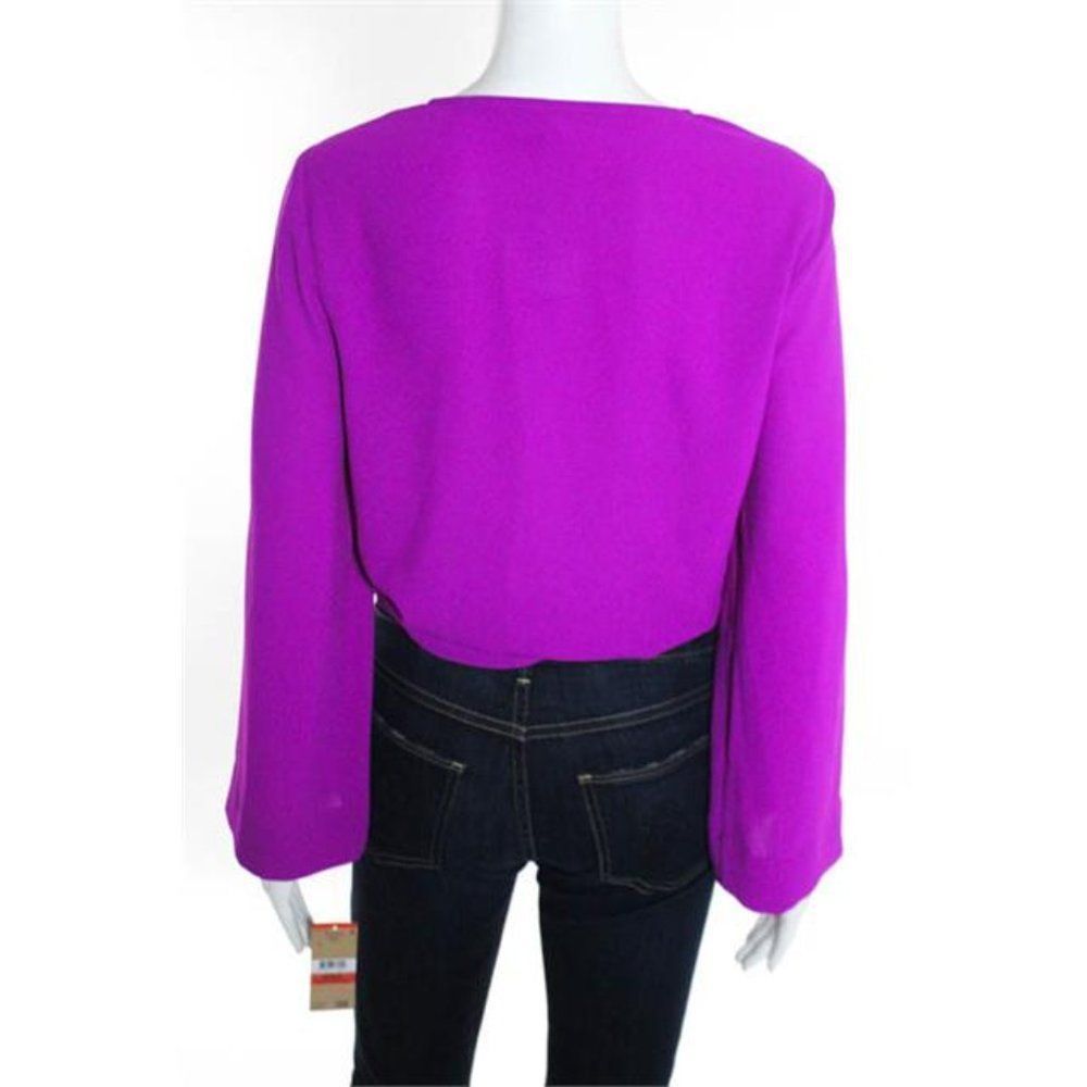RACHEL RACHEL ROY PURPLE LONG SLEEVE TIE FRONT TOP - Picture 6 of 9